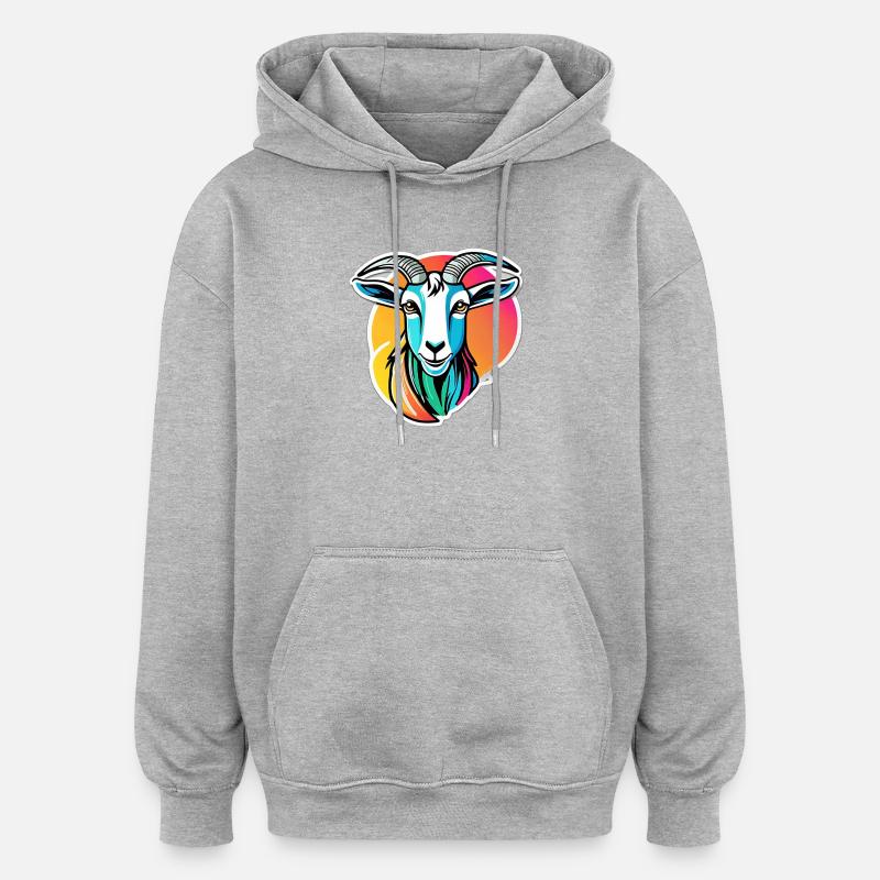 Bunte Regenbogenziege - Oversized Unisex Hoodie - Grau meliert