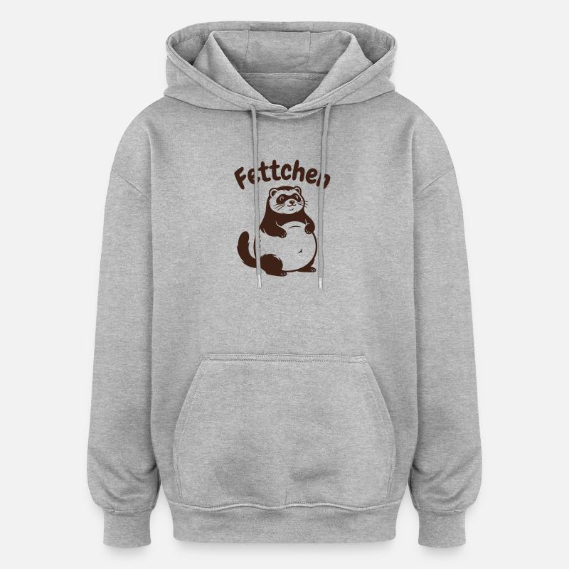 Frettchen - Fettchen mit dicken Bauch - Oversized Unisex Hoodie - Grau meliert