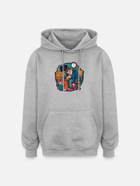 Lavoro stanco in ufficio Umorismo dello stress - Felpa con cappuccio unisex oversize - grigio melange