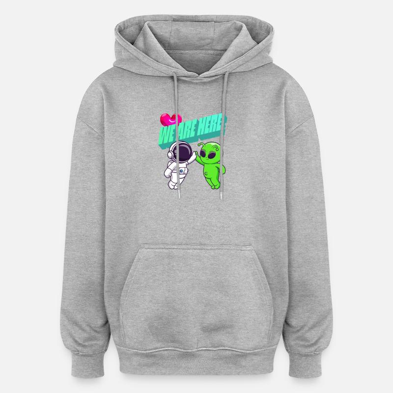 We Are Here - Série animée Alien - Sweat à capuche oversize unisexe - gris chiné