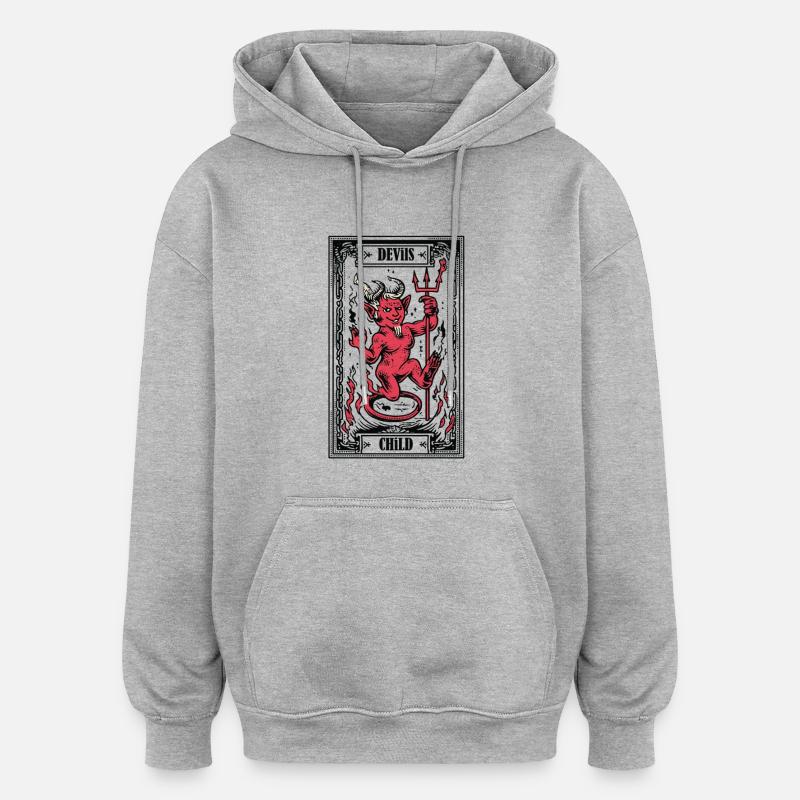 L’Enfant du Diable - Sweat à capuche oversize unisexe - gris chiné