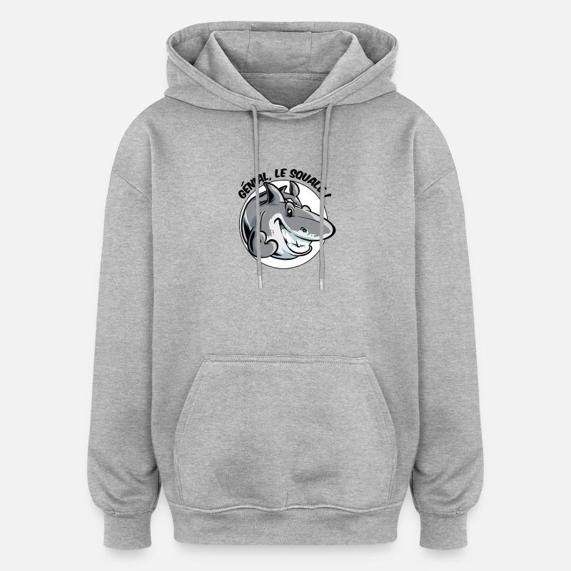 Génial, le squale ! - Sweat à capuche oversize unisexe - gris chiné