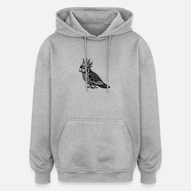 Calopsitte - Sweat à capuche oversize unisexe - gris chiné