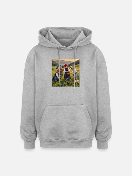 Schwarzwald-Idylle im Blütenmeer 8.0 - Oversized Unisex Hoodie - Grau meliert
