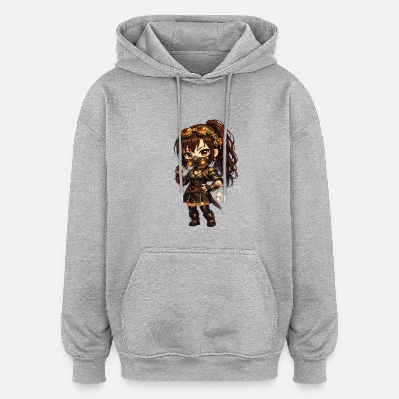 Zuna Steampunk Ninja Combattant - Sweat à capuche oversize unisexe - gris chiné