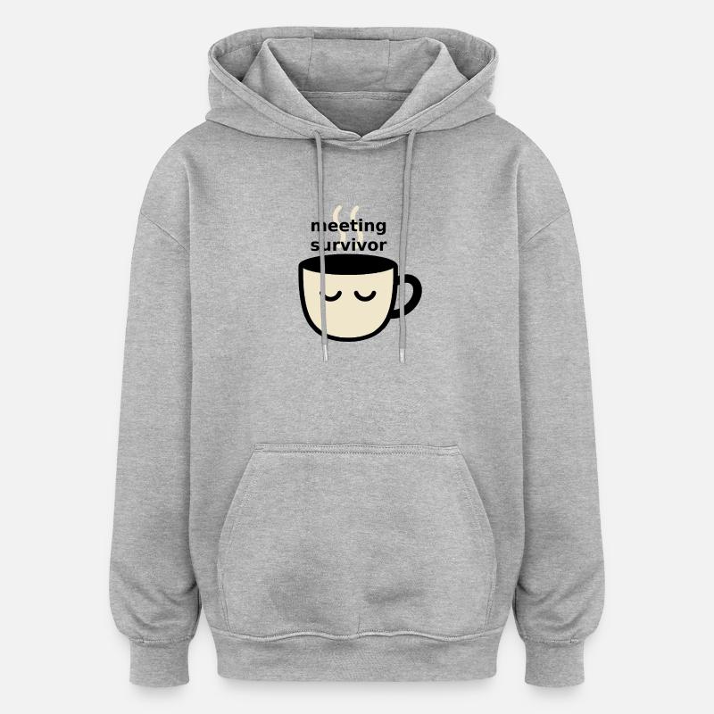 Rencontre avec le Sweat Coffee Meme - Sweat à capuche oversize unisexe - gris chiné