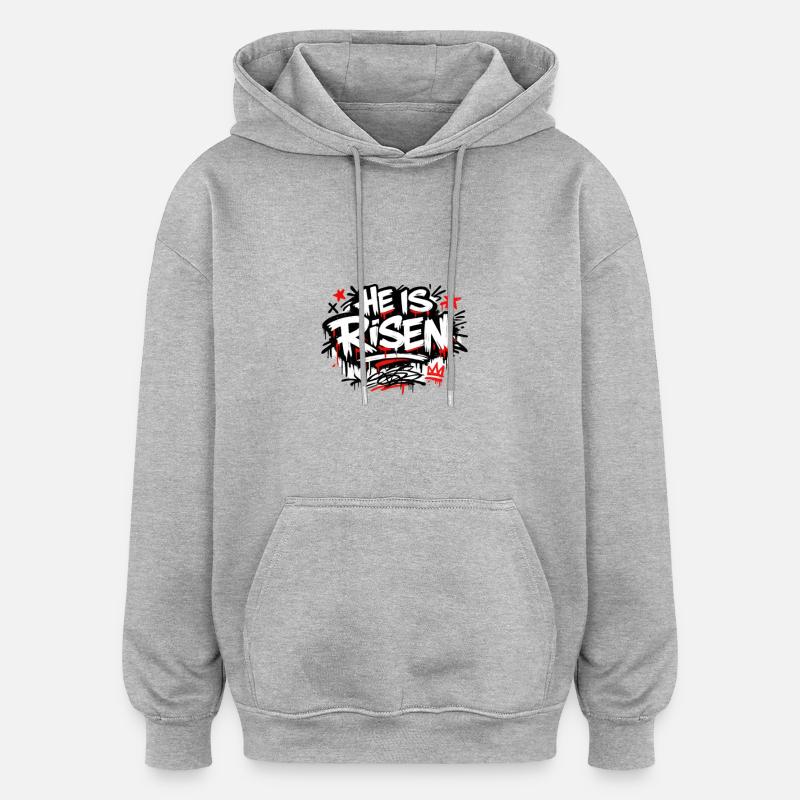 He is Risen Graffiti Easter - Oversized Unisex Hoodie - heather grey