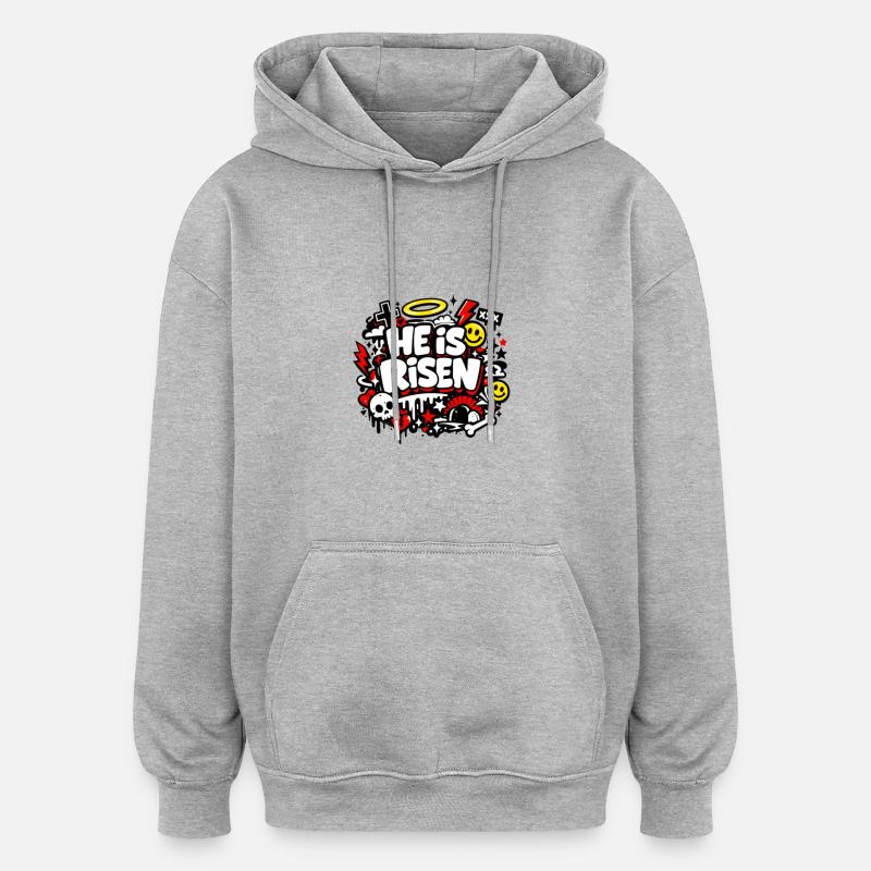 Il est Risen Graffiti Easter - Sweat à capuche oversize unisexe - gris chiné