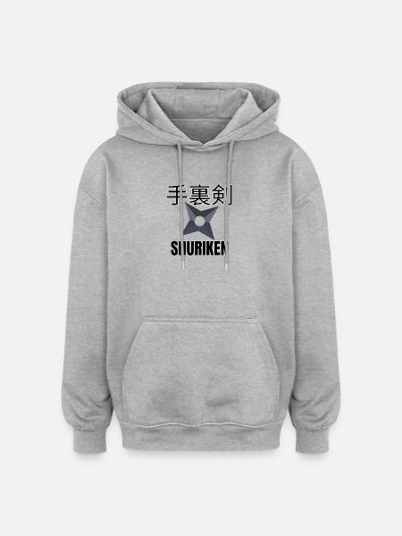 Shuriken 手裏剣 – Japanese Ninja Star - Oversized Unisex Hoodie - Grau meliert