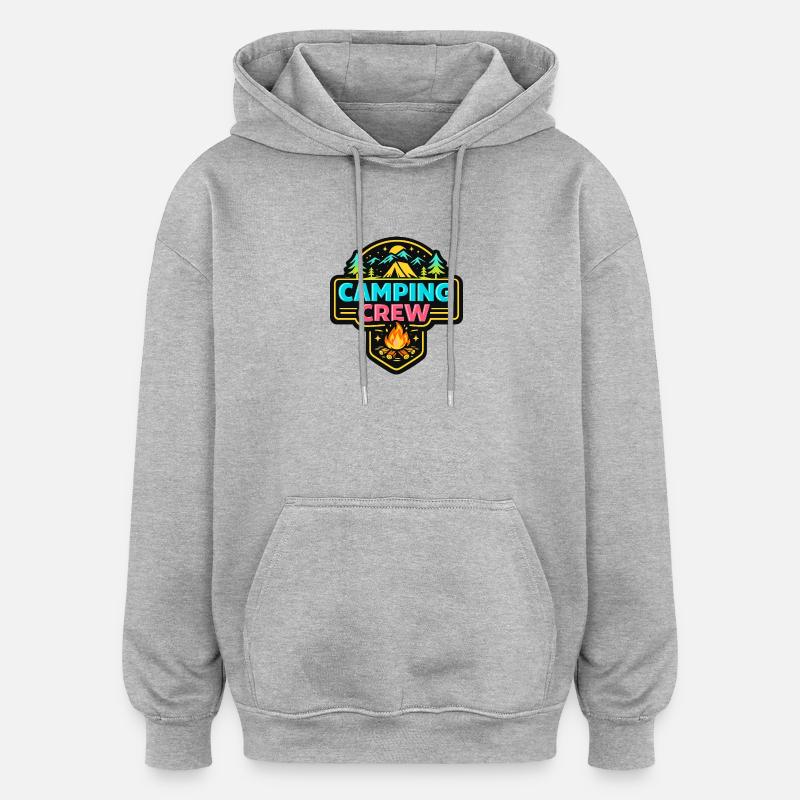 Camping Crew Neon Abzeichen - Oversized Unisex Hoodie - Grau meliert