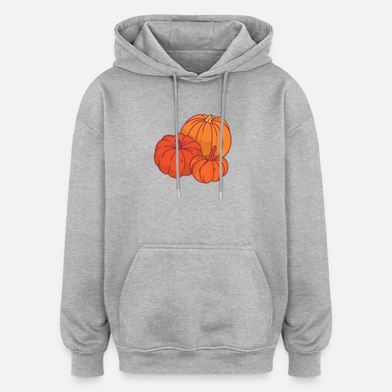Citrouilles style dessin animé - Sweat à capuche oversize unisexe - gris chiné