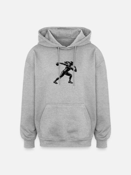 Mädchen Kugelstoßerin für die Leichtathletik - Oversized Unisex Hoodie - Grau meliert