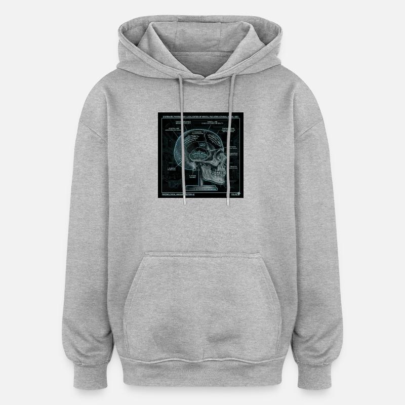 Kunst des Schädelphrenologie-Diagramms - Oversized Unisex Hoodie - Grau meliert