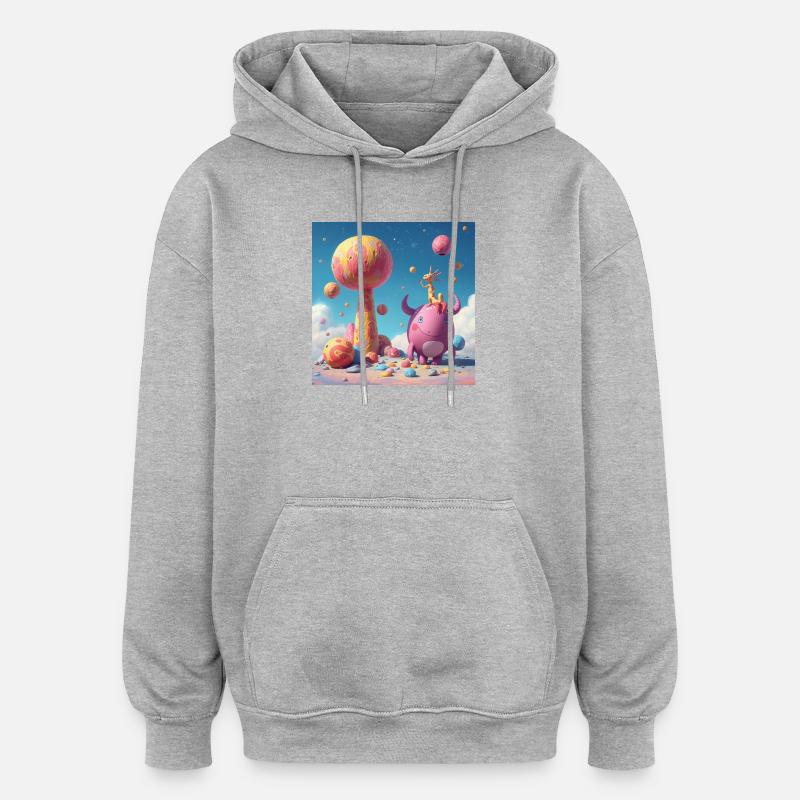 Amis de la planète pastel - Sweat à capuche oversize unisexe - gris chiné