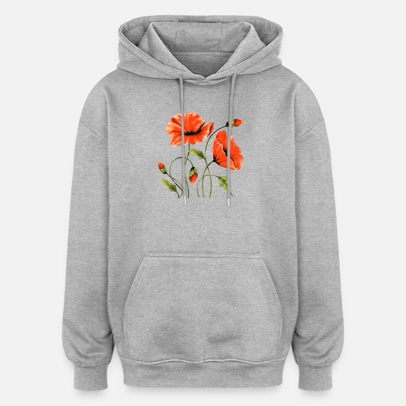 Blommor - Oversized luvtröja unisex - gråmelerad