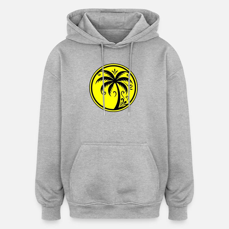 Plage icône des palmiers - Sweat à capuche oversize unisexe - gris chiné