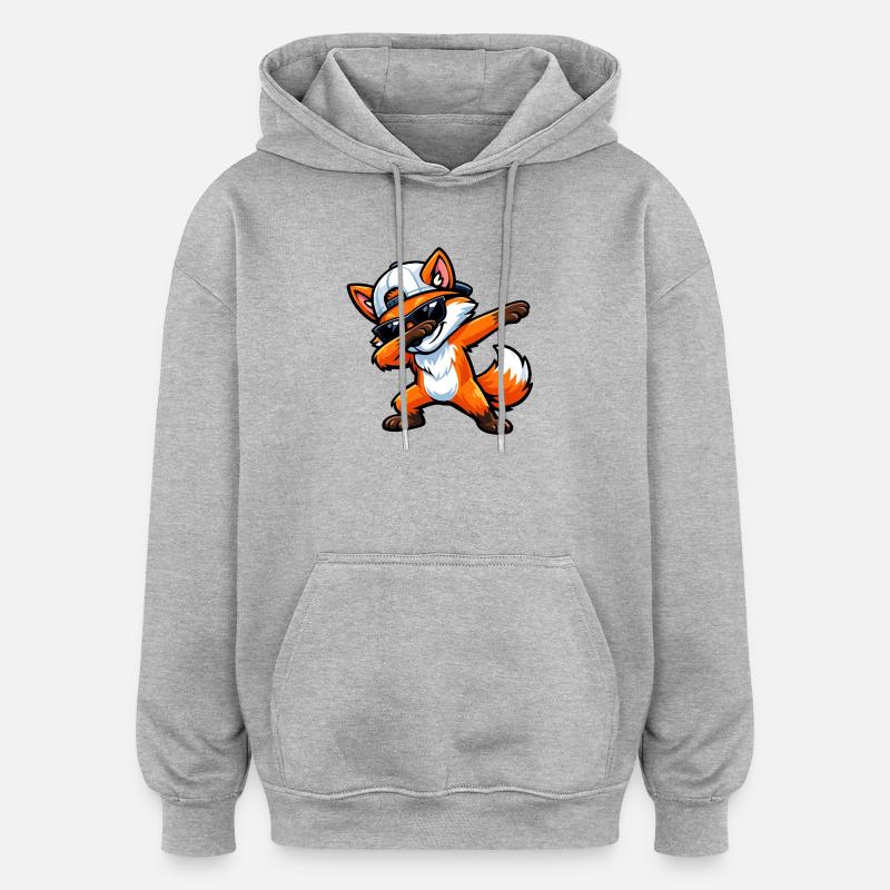 Dab Fox - Sweat à capuche oversize unisexe - gris chiné