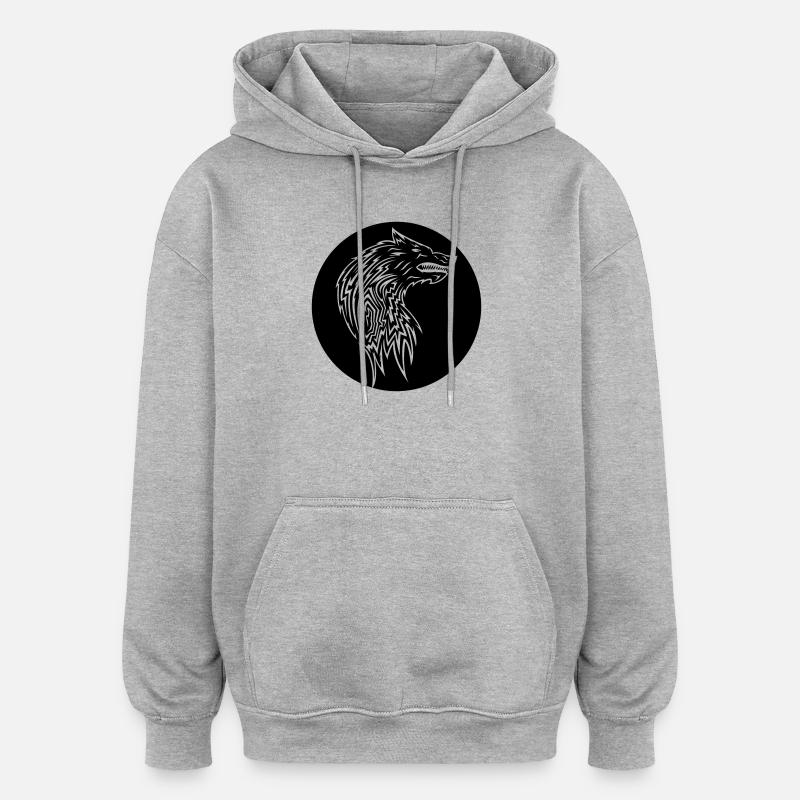 Loup - Sweat à capuche oversize unisexe - gris chiné