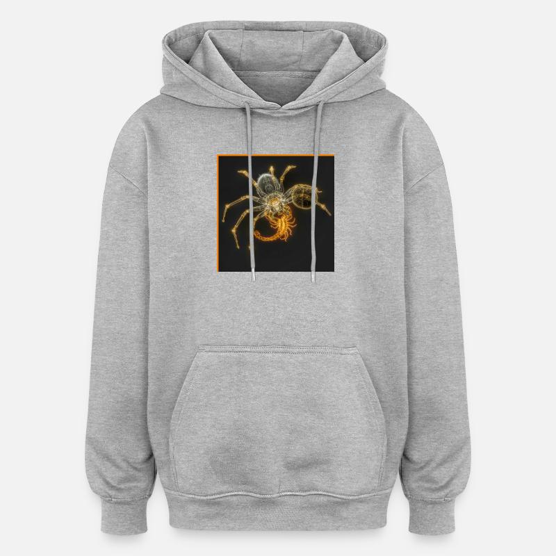 Neon-Spinne mit funky Tails - Oversized Unisex Hoodie - Grau meliert