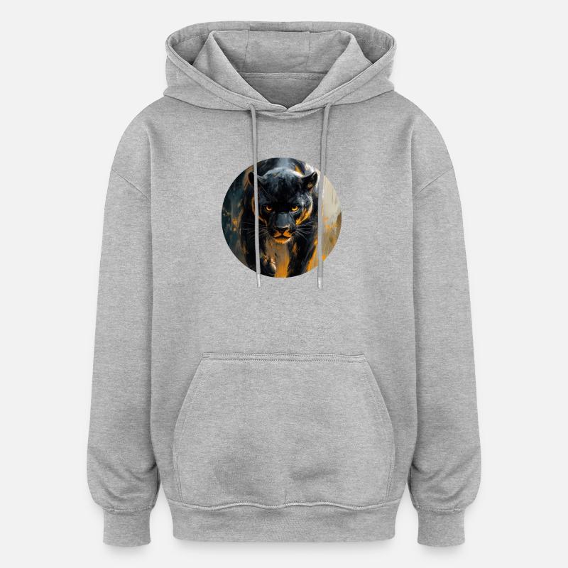 Design de Panthère noire - Sweat à capuche oversize unisexe - gris chiné