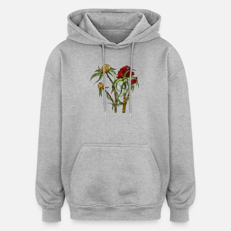 Blumen - Oversized Unisex Hoodie - Grau meliert