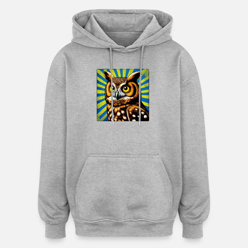 Eule - Oversized Unisex Hoodie - Grau meliert
