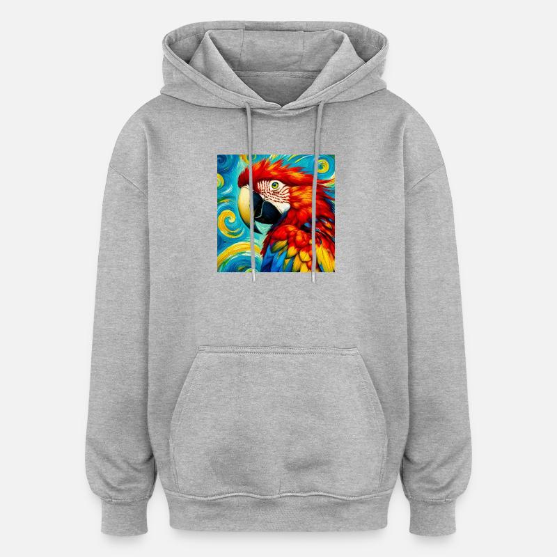 perroquet - Sweat à capuche oversize unisexe - gris chiné