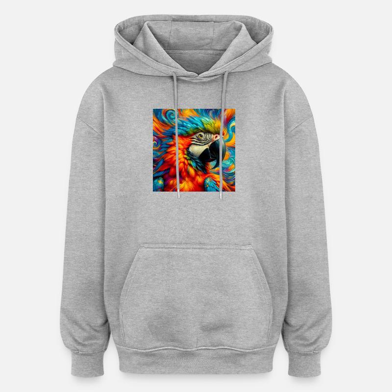 perroquet - Sweat à capuche oversize unisexe - gris chiné