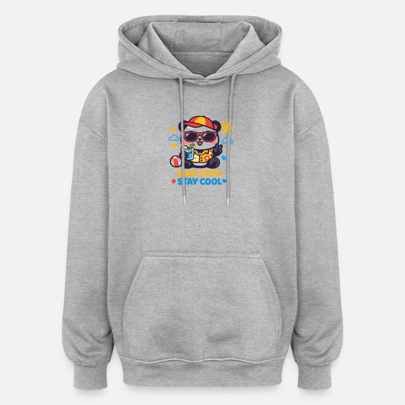 Stay Cute Stay Cool Bär Grafik - Oversized Unisex Hoodie - Grau meliert