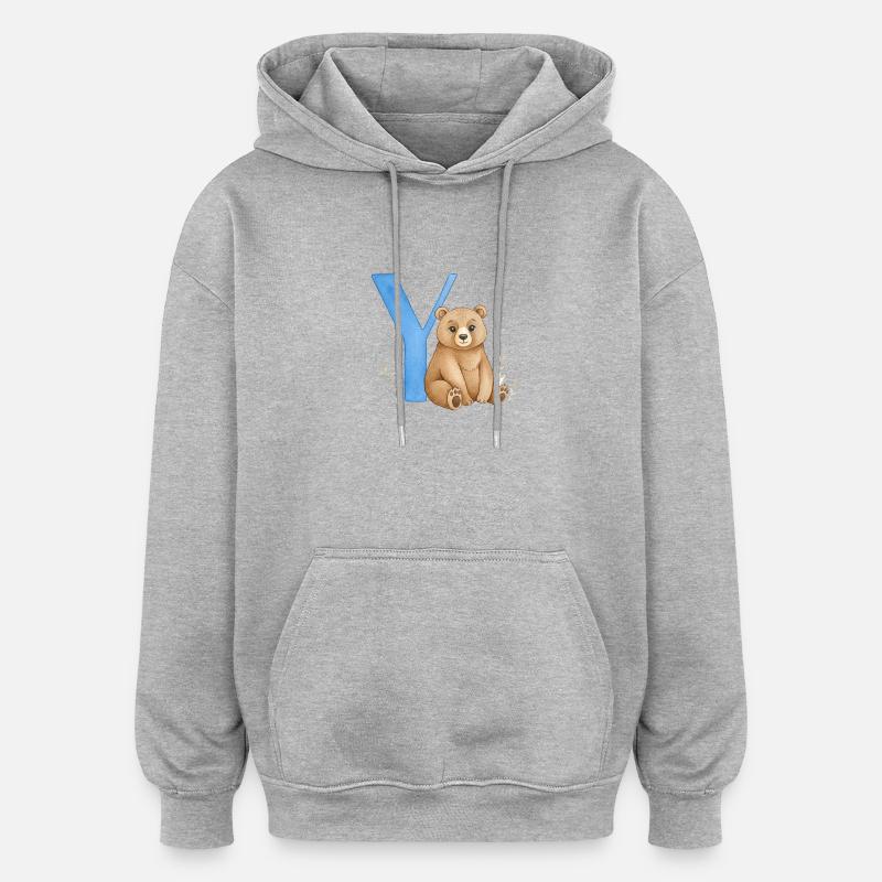 Y avec Ours – Aquarelles - Sweat à capuche oversize unisexe - gris chiné