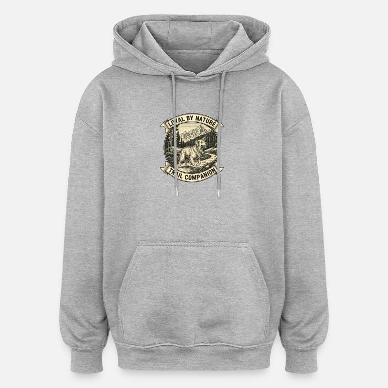 Chien Retriever - Sweat à capuche oversize unisexe - gris chiné