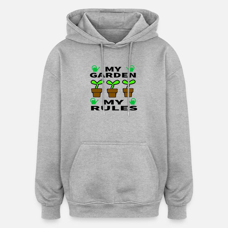 Jardin - Sweat à capuche oversize unisexe - gris chiné