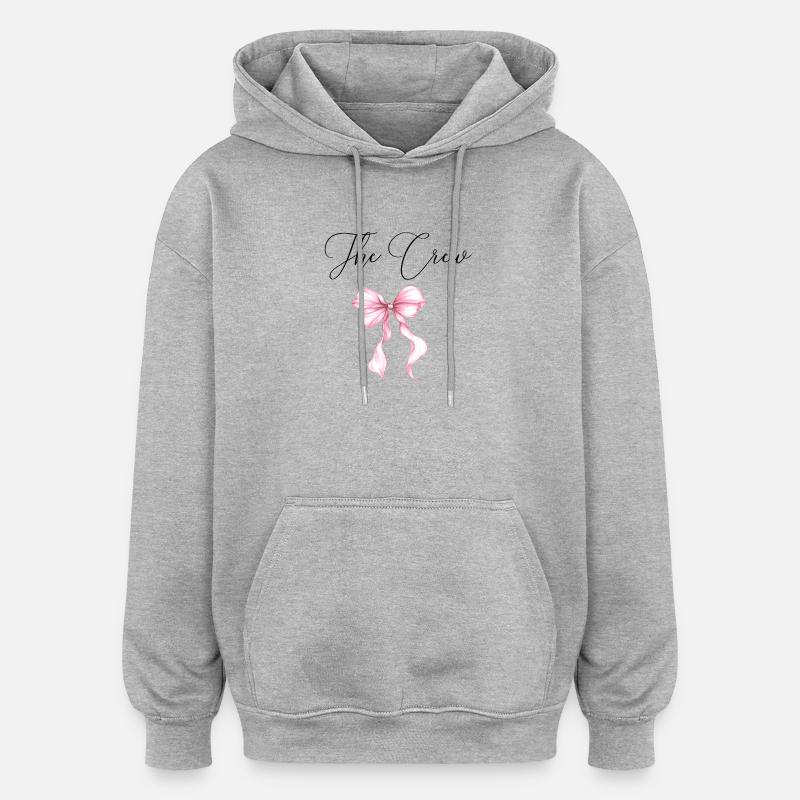 Les Crews ! Ruban rose - Sweat à capuche oversize unisexe - gris chiné