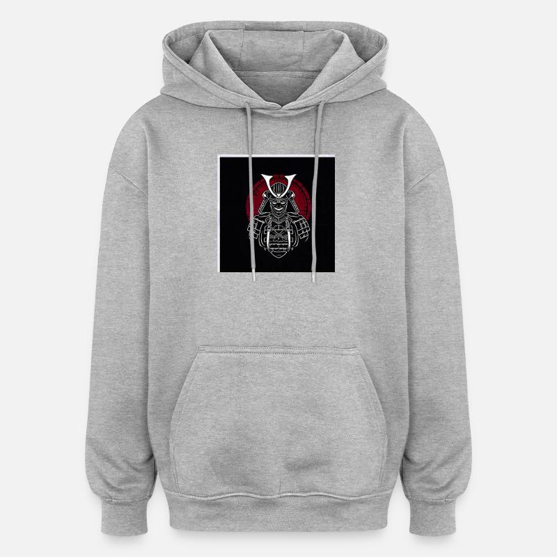 Samurai helmet with red crest - Oversized Unisex Hoodie - heather grey