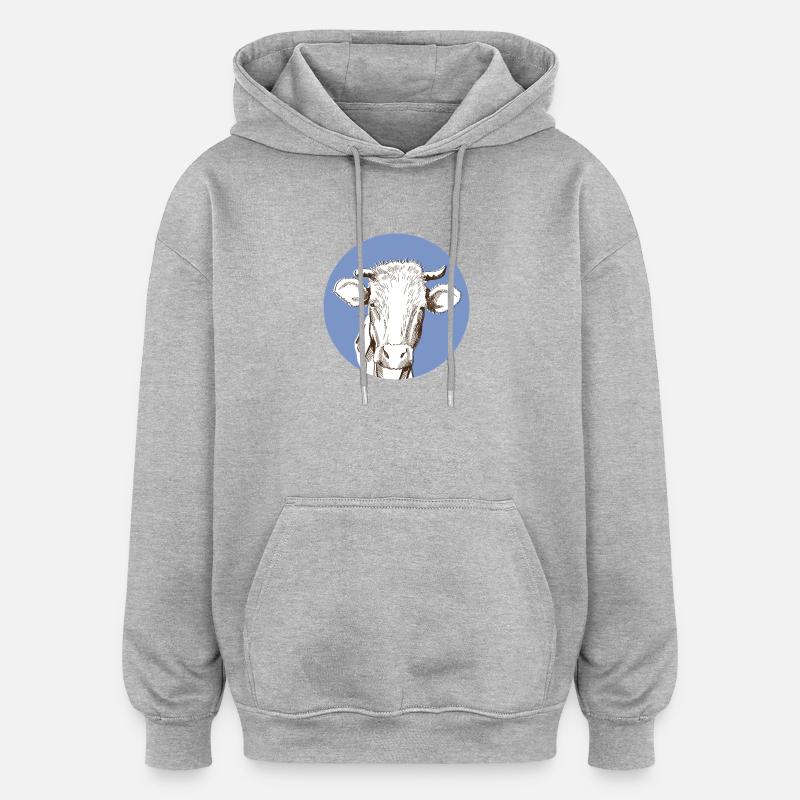 Vacca - Felpa con cappuccio unisex oversize - grigio melange
