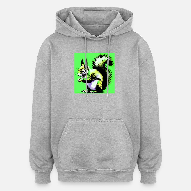 écureuil - Sweat à capuche oversize unisexe - gris chiné