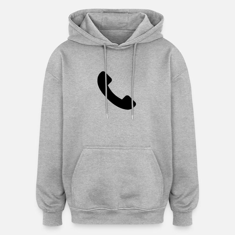 téléphone - Sweat à capuche oversize unisexe - gris chiné