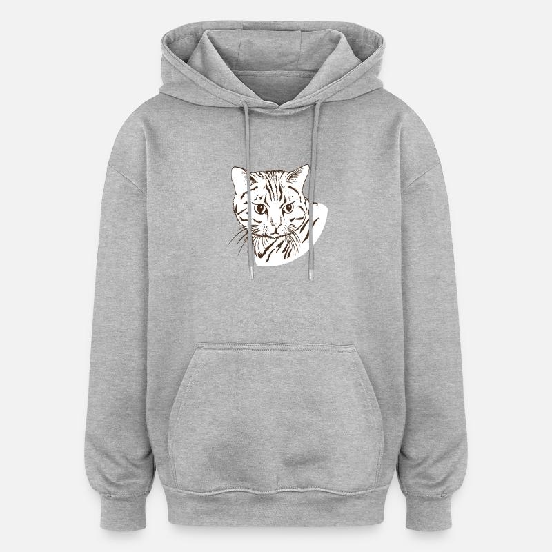 Katze - Oversized Unisex Hoodie - Grau meliert