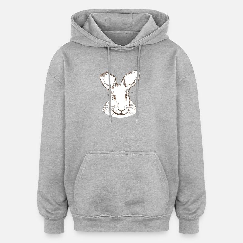Lapin - Sweat à capuche oversize unisexe - gris chiné