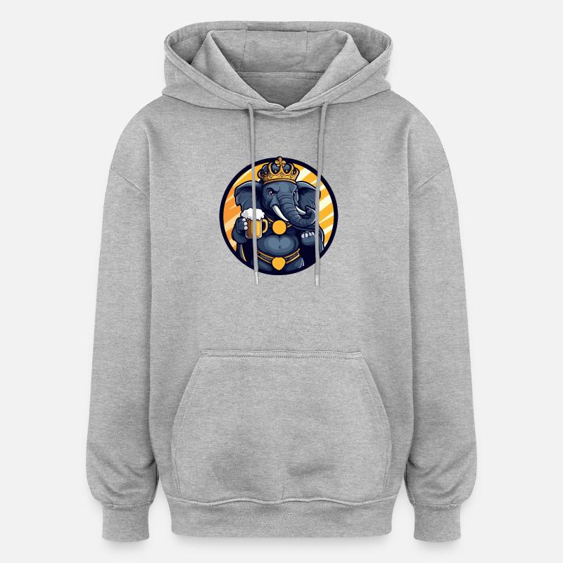 Elephant Beer Drôle - Sweat à capuche oversize unisexe - gris chiné