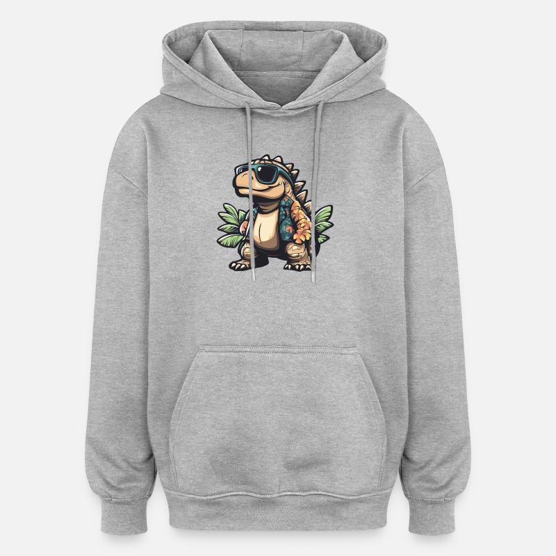 Dinosaurier stegosaurus Comic Urlaub - Oversized Unisex Hoodie - Grau meliert