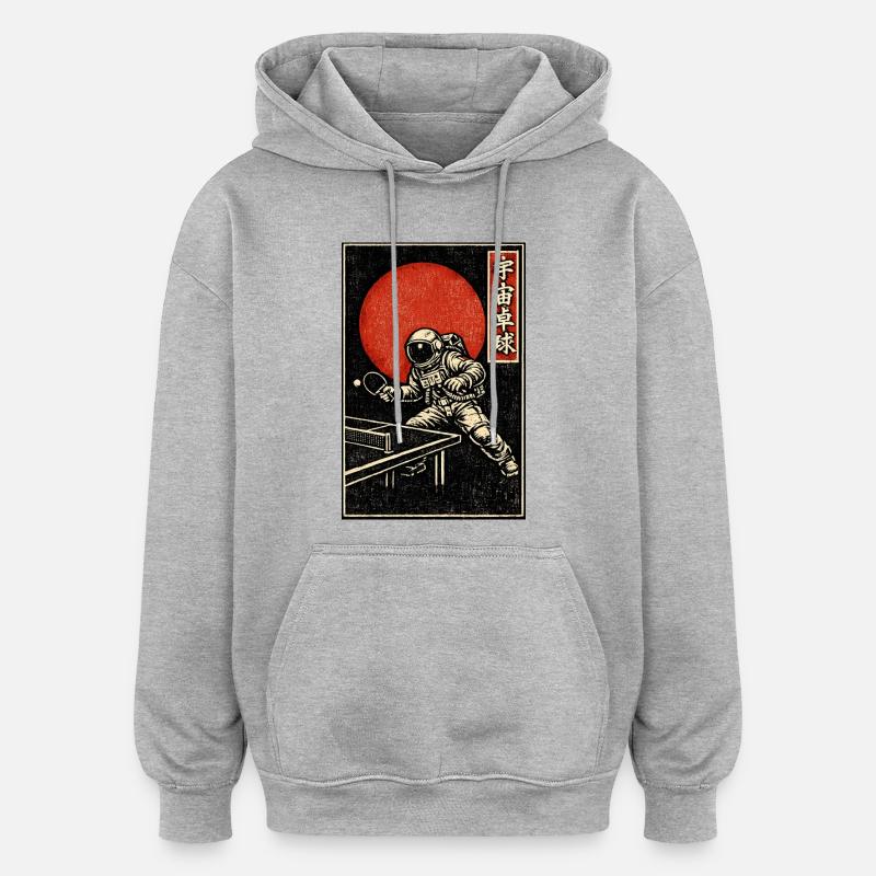 Astronaute Ping-Pong Rouge - Sweat à capuche oversize unisexe - gris chiné