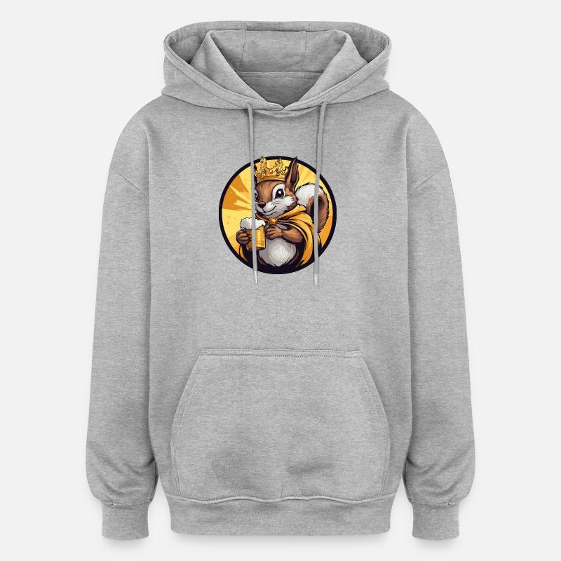 Eichhörnchen Bier Lustig - Oversized Unisex Hoodie - Grau meliert