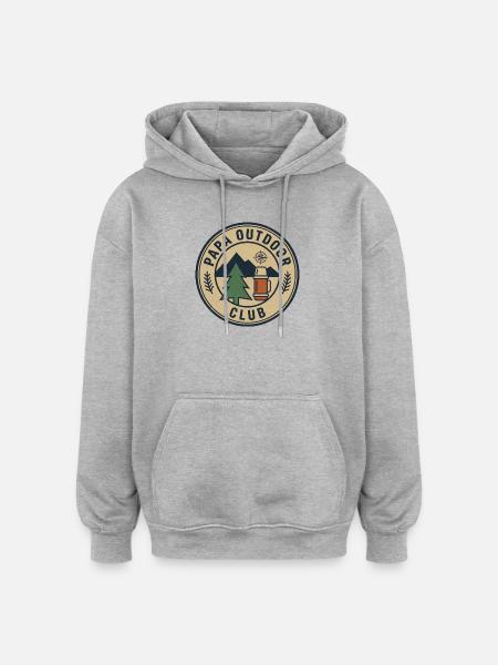 Papa Outdoor Club - Oversized Unisex Hoodie - heather grey