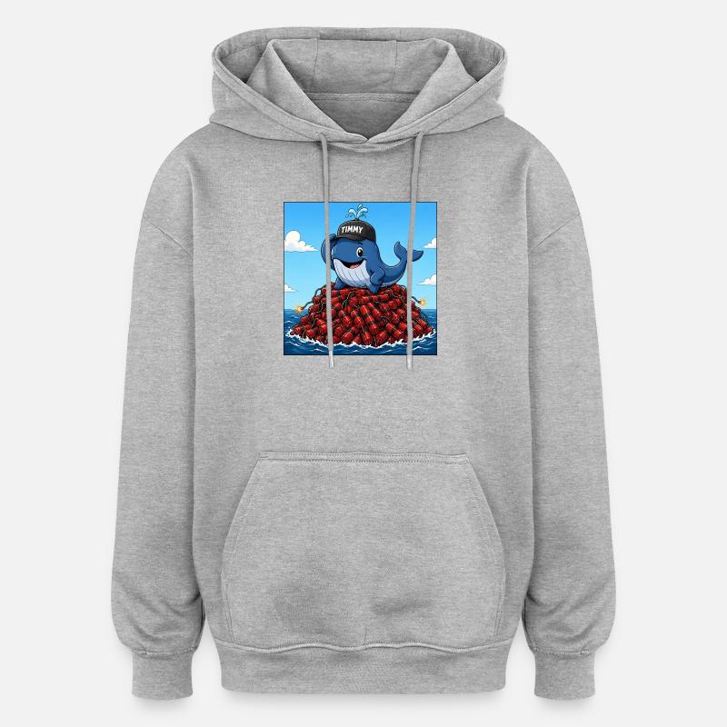 Timmy der Wal - Oversized Unisex Hoodie - Grau meliert