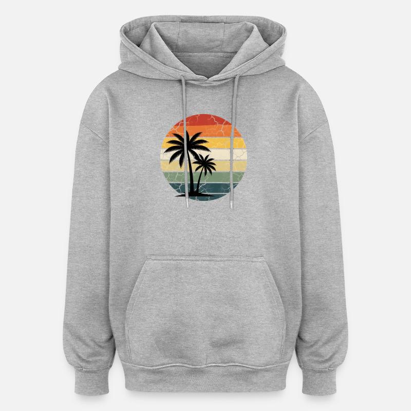 tropicale de vacances à la plage - Sweat à capuche oversize unisexe - gris chiné