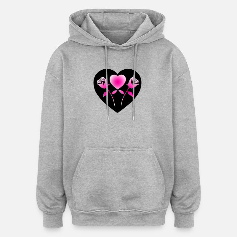 Roses - Sweat à capuche oversize unisexe - gris chiné