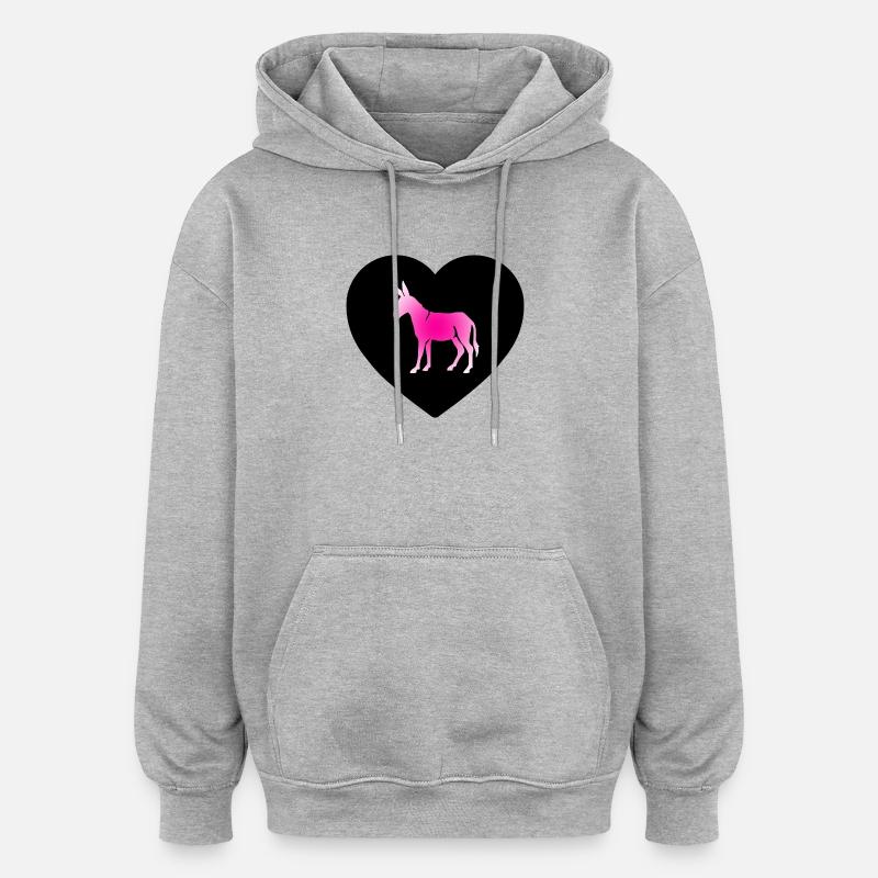 âne - Sweat à capuche oversize unisexe - gris chiné