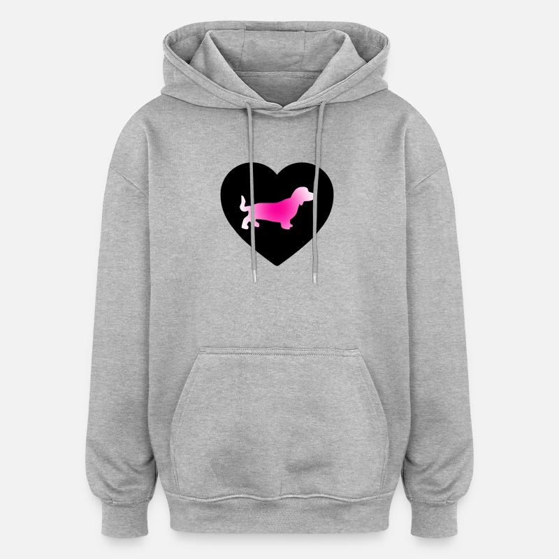 Teckel - Sweat à capuche oversize unisexe - gris chiné