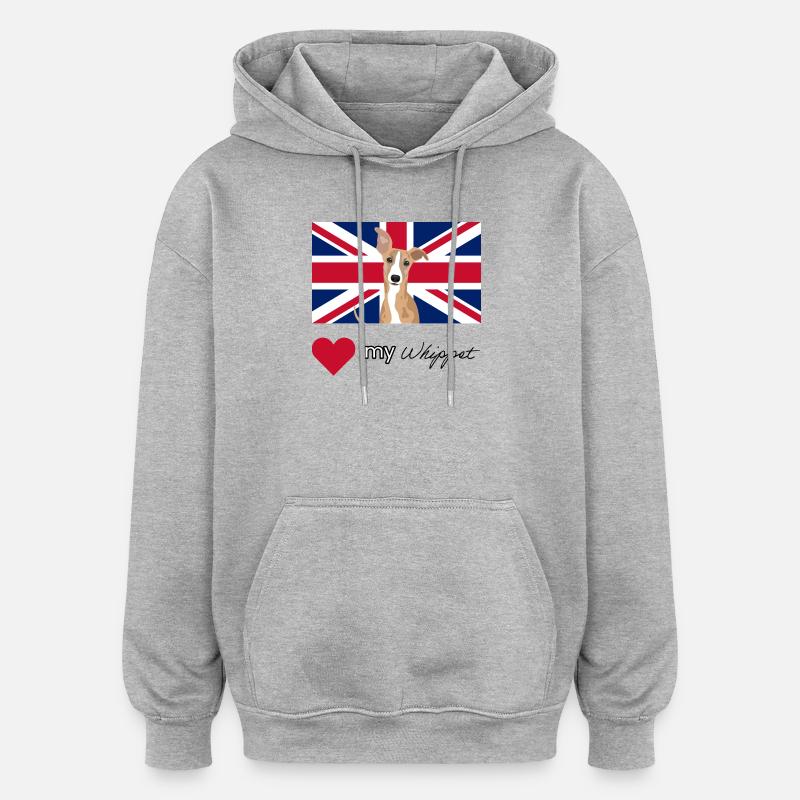 LUVMYWHIPPET (Noir) - Sweat à capuche oversize unisexe - gris chiné